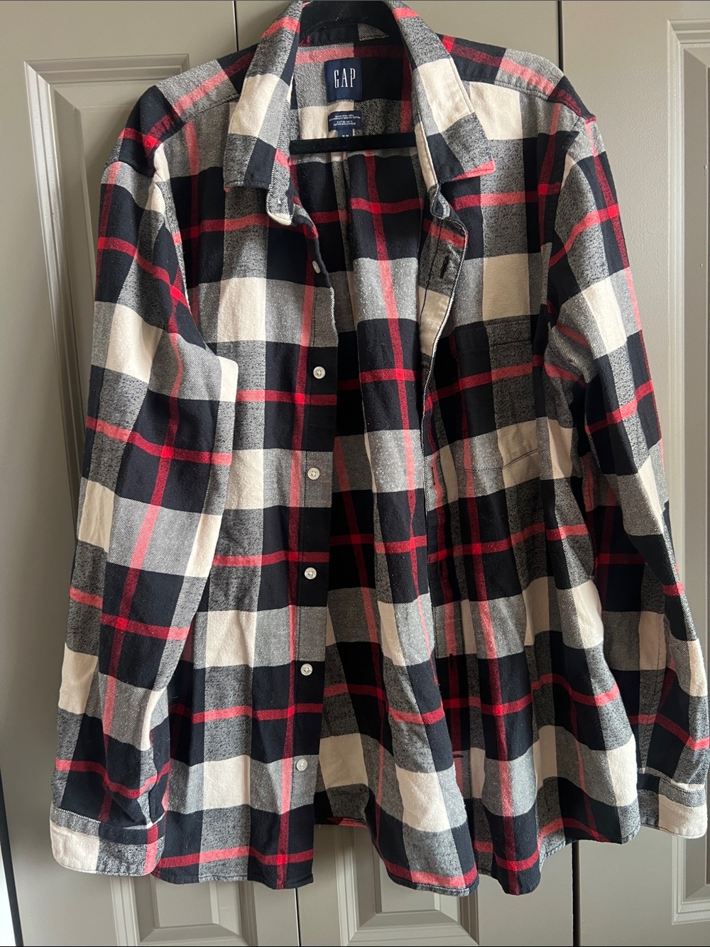 GAP Men's Black, White & Red Plaid Button-Down Shirt